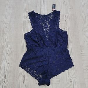Youmita Navy Lace Lingerie Bodysuit